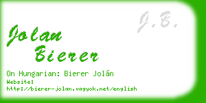 jolan bierer business card